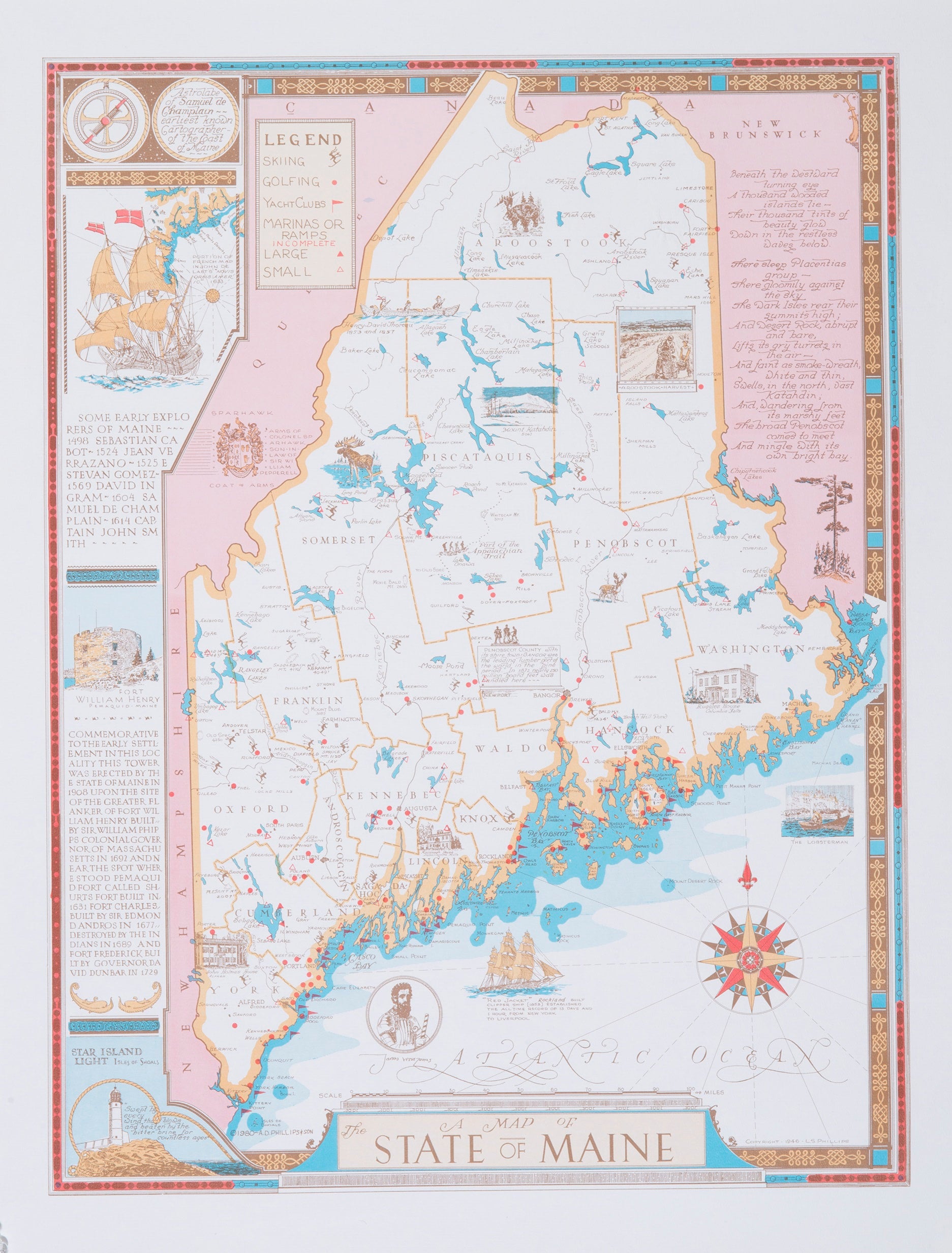 PHILLIPS Maine Map Penobscot Marine Museum